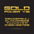 Golden Chrome Font and Numbers, Eps 10 Vector, Edi Royalty Free Stock Photo