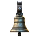 Golden bronze church bell isolated on white background. 3d illustration