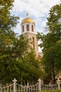 Golden church dome under the sky