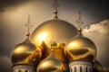 golden church domes against the backdrop of a sunny sky Generative AI