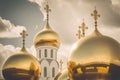 golden church domes against the backdrop of a sunny sky Generative AI