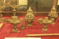 Golden church utensils exhibited in the Palace-Convent and Royal building of Mafra
