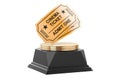 Golden Cinema Tickets Award Trophy Pedestal. 3d Rendering Royalty Free Stock Photo