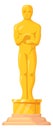 Golden cinema trophy. Best movie award. Cartoon icon