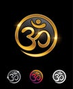 Golden Circle Aum Om Ohm Symbol Royalty Free Stock Photo