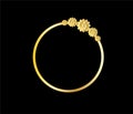 Golden circle frame with flower ornament. Royalty Free Stock Photo
