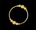 Golden circle frame with flower ornament. Royalty Free Stock Photo