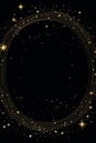 golden circle frame with stars on a black background Royalty Free Stock Photo