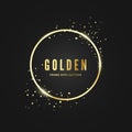 Golden Circle Frame template with glitter effect for banner and poster. Gold frame with space for text. Vector illustration