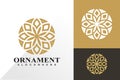 Golden circle ornament logo and icon design vector concept for template Royalty Free Stock Photo