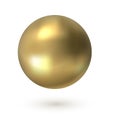 Golden circle. Realistic 3D sphere. Smooth surface with light reflection effect. Floating glossy object and shadow on