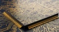 Golden Circuit Board and Processor Royalty Free Stock Photo