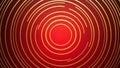 Golden circular lines on a textured red background creating a radial abstract pattern Royalty Free Stock Photo