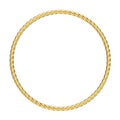 Golden circular rope. Pigtail. Metal rope. Golden wire rope or golden sling. Use for industrial or jewelry background.