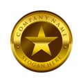 Golden Circular Star Emblem Symbol Logo Design