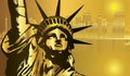 Golden City New York and Statue of Liberty vector