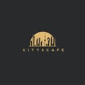 Golden cityscape vector illustration.