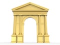 A golden classic arch, arcade with Corinthian columns, Doric pilasters isolated on white