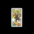 Golden classical Tarot card the Fool, esoteric concept, fortune telling