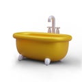 Golden clawfoot bathtub with faucet, regulators. Color illustration in cartoon style Royalty Free Stock Photo