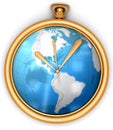 Golden clock with global map