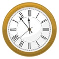 Golden clock for new year and christmas design vector