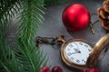 The golden clock, whose arrow are about twelve o`clock New Year celebration Royalty Free Stock Photo