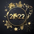 Golden clocks showing 2022 year