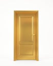 Golden closed door on white background