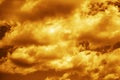 Golden cloud powerful look formidable. Golden clouds in the evening day with sunsets