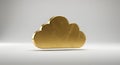 Golden Cloud Symbol on White Background Digital Computing Concept Royalty Free Stock Photo