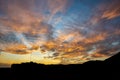 Golden clouds on a rainbow blue background Royalty Free Stock Photo