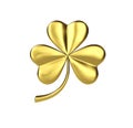 Golden clover leaf. St.Patrick`s day. 3D illustration Royalty Free Stock Photo