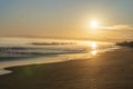 Golden coastal sunrise on surf beach Papamoa, Tauranga