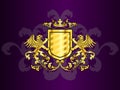 Golden Coat of Arms with Griffins Royalty Free Stock Photo