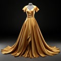 Golden Evening Dress: Hyper Realistic And Super Detailed Artgerm Style