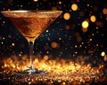 golden glitter martini glass on bokeh background Royalty Free Stock Photo
