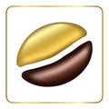 Golden coffee bean singl