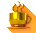 Golden coffee cup concept icon 3d illustration