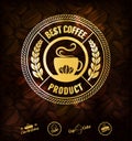 Golden Coffee Labels and Coffee Beans Background