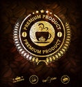 Golden Coffee Labels and Coffee Beans Background