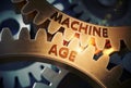 Golden Cog Gears with Machine Age Concept. 3D Illustration. Royalty Free Stock Photo