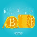 Golden coin binary,bitcoin cryptocurrency digital money vector Royalty Free Stock Photo