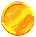 Golden coin. Cartoon game shining money prop