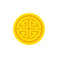 Golden coin with Chinese prosperity symbol Lu