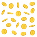 Golden coin 3D icon set. Flying falling down cash money rain. Dollar sign symbol. Income and profits. Business finance concept. Wh