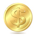 Golden coin with dollar sign Royalty Free Stock Photo