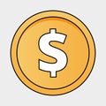 Golden Coin with Embossed Dollar Sign Illustration