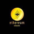 Golden coin with Ethereum Classic sign