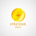 Golden coin with Ethereum Classic sign